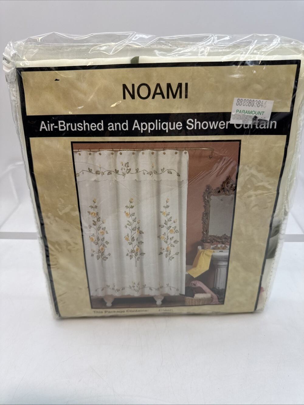 Naomi Airbrushed & Appliqué Pink Roses Shower Curtain White 70 x 72
